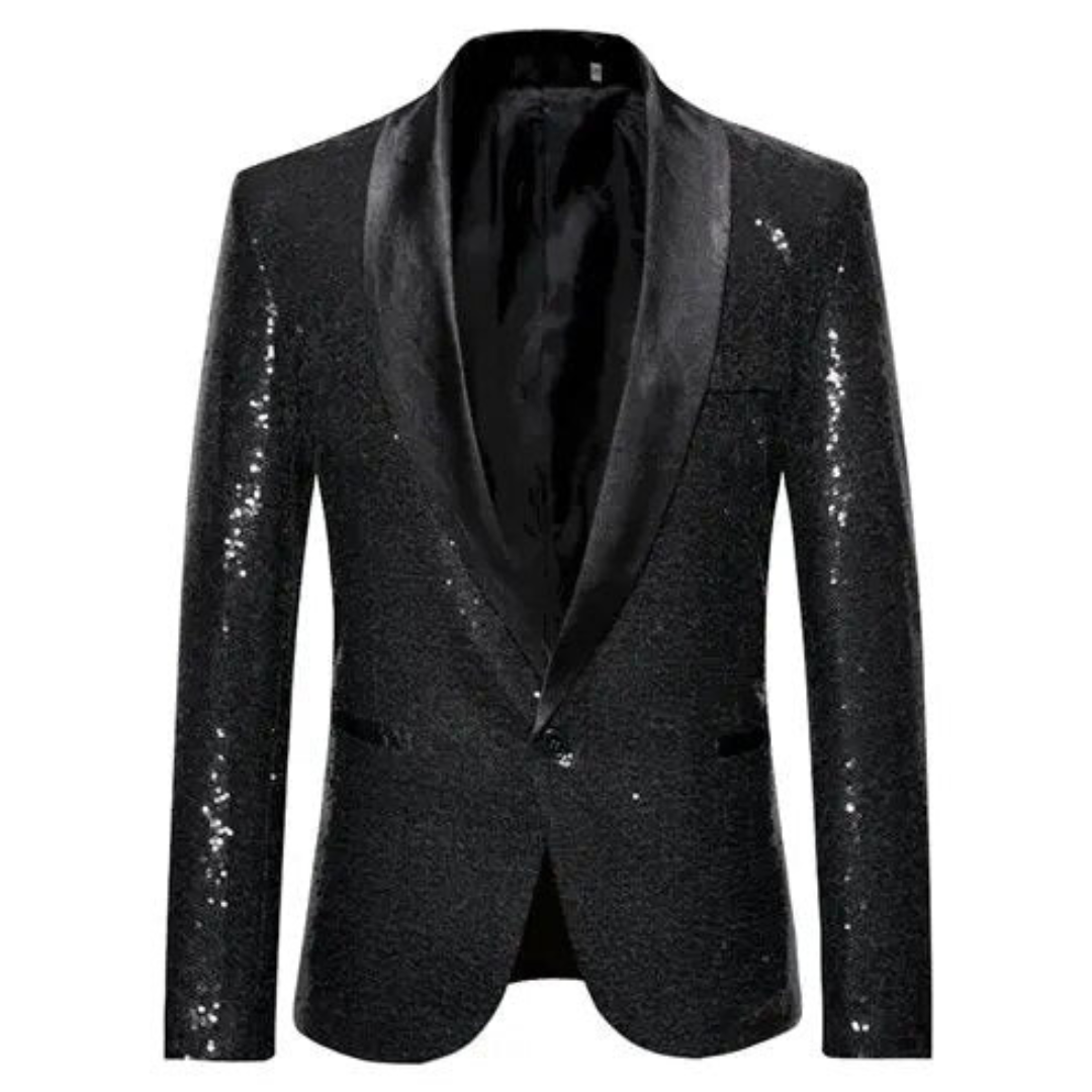 Herren Stilvoller Glänzender Pailletten Glitzer Blazer Anzug