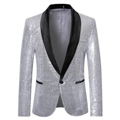 Herren Stilvoller Glänzender Pailletten Glitzer Blazer Anzug